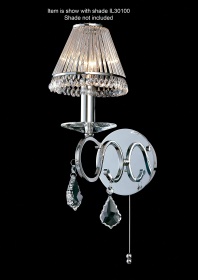 Torino Polished Chrome Crystal Wall Lights Diyas Armed Wall Lights